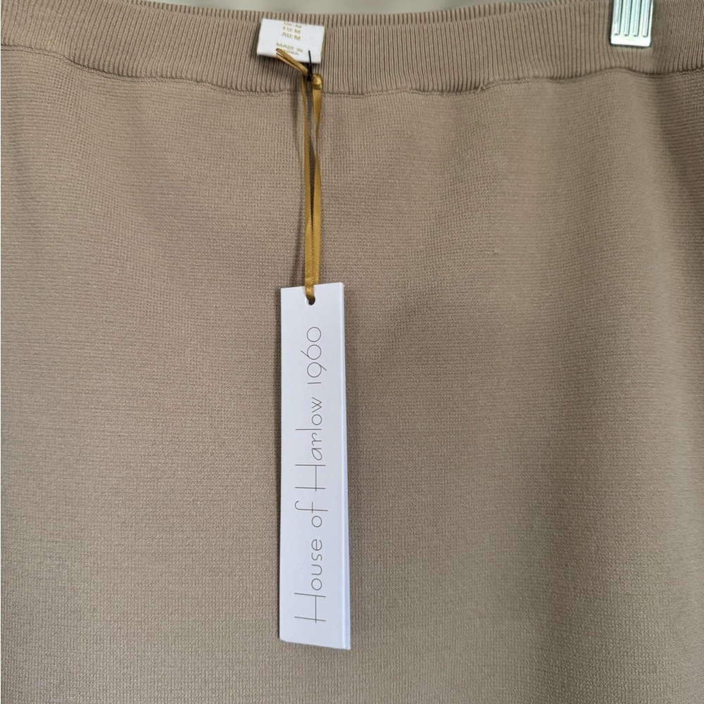 NWT House of Harlow 1960 Tan Asymmetrical Wrap Mini Skirt Neutral Luxe Capsule - Picture 7 of 9